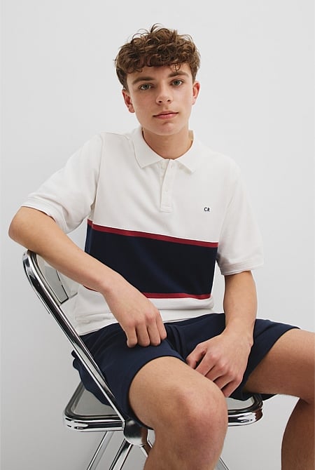 Teen Organically Grown Cotton Stripe Polo Shirt