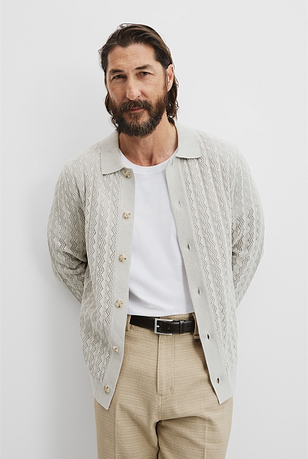 Australian Cotton Linen Pattern Knit Shirt