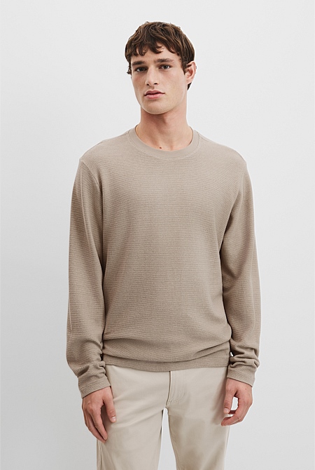 Australian Cotton Textured Long Sleeve T-Shirt