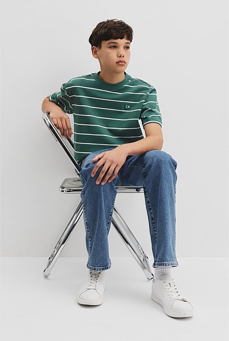 Teen Australian Cotton Relaxed Stripe T-Shirt