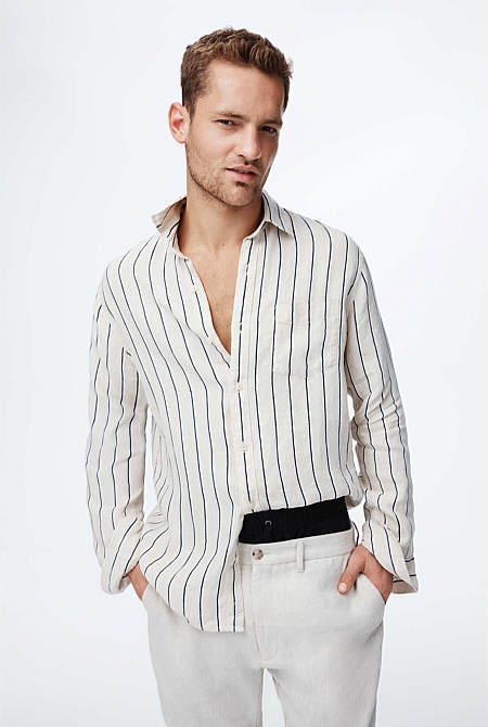 Regular Fit Organically Grown Linen Stripe Shirt