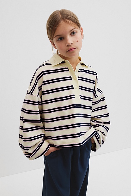 Teen Organically Grown Cotton Long Sleeve Stripe Rugby Top