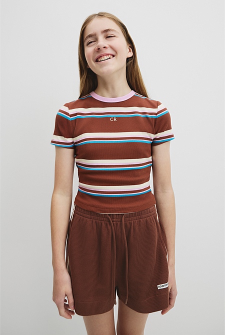 Teen Australian Cotton Blend Short Sleeve Rib T-Shirt
