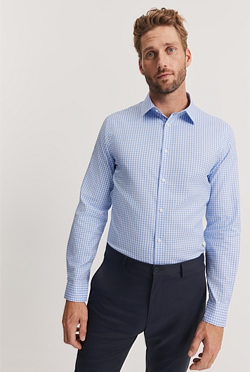 Slim Fit Gingham Travel Shirt