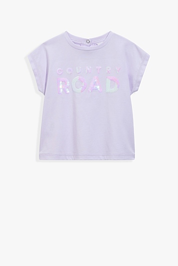 Organically Grown Cotton Sequin Logo T-Shirt