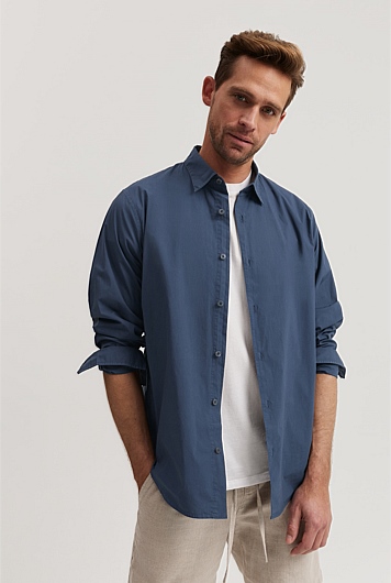 Regular Fit Garment Dyed Poplin Shirt