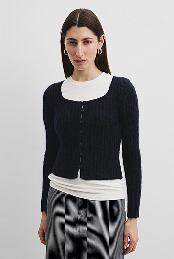 Scoop Neck Knit Cardigan