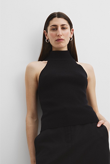 GCS-certified Cashmere Blend Rib Sleeveless Knit