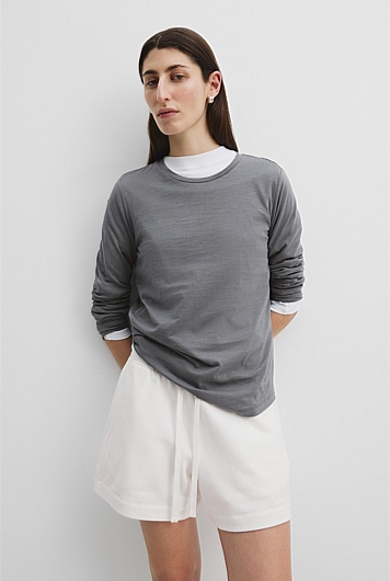 Australian Cotton Long Sleeve Slub T-Shirt