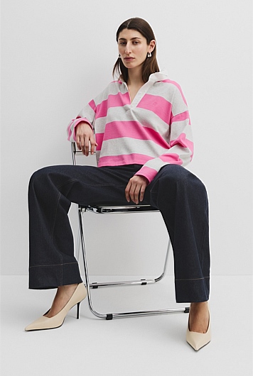 Australian Cotton Stripe Long Sleeve Rugby Top