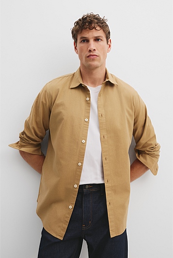 Regular Fit Australian Good Earth Cotton Brushed Twill Shirt