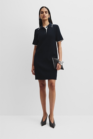 Rib Knit Polo Dress