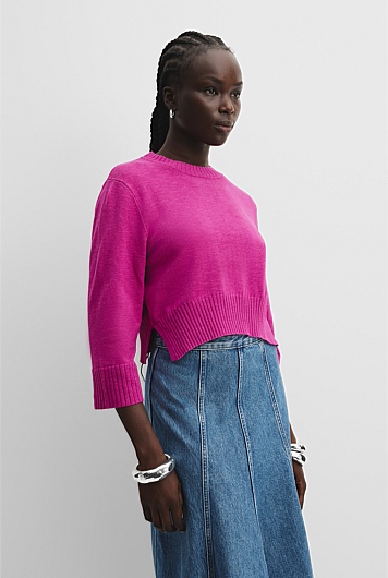 Organically Grown Cotton Linen Crop Knit