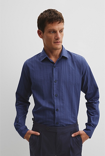 Relaxed Fit Textured Cotton Shirt