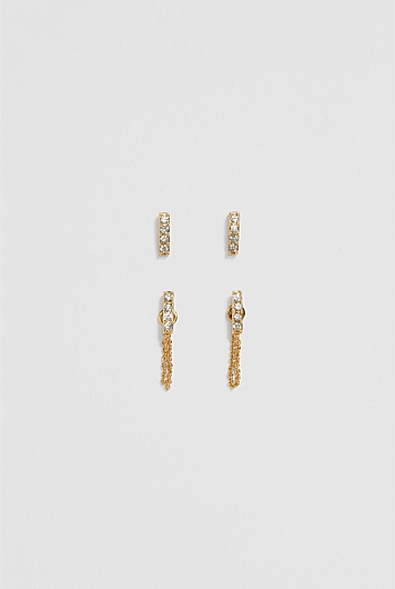 Crystal Bar Stud Earring Pack