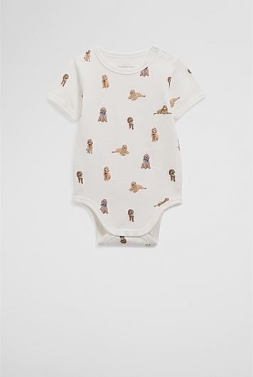 Organically Grown Cotton Puppy Print Bodysuit