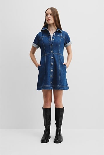 Short Sleeve Denim Mini Dress