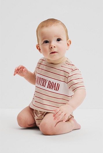 Organically Grown Cotton Stripe Heritage T-Shirt Bodysuit