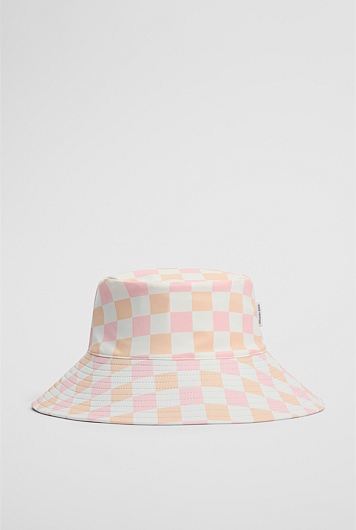 Recycled Nylon Blend Check Bucket Hat