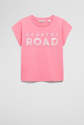 Organically Grown Cotton Sequin Logo T-Shirt