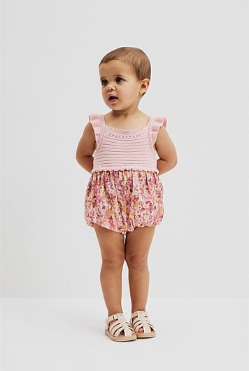 Organically Grown Cotton Garden Frill Romper