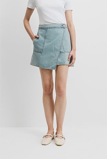 Denim Wrap Mini Skirt