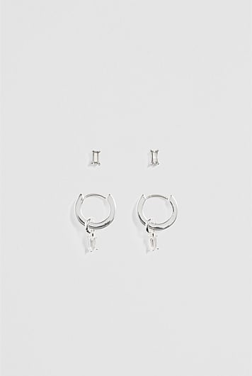 Hoop and Stud Crystal Charm Pack of 2