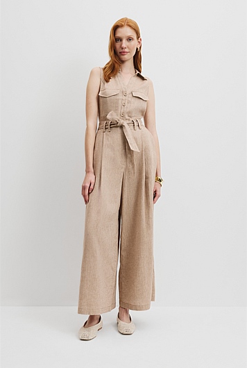 Organically Grown Linen Wide Leg Jumpsuit