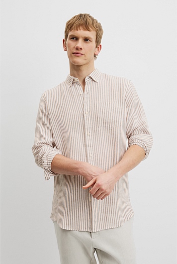 Regular Fit Organically Grown Linen Stripe Shirt