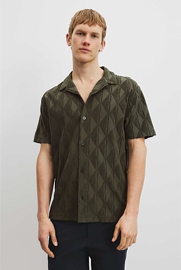 Short Sleeve Australian Cotton Blend Tile Terry Shirt