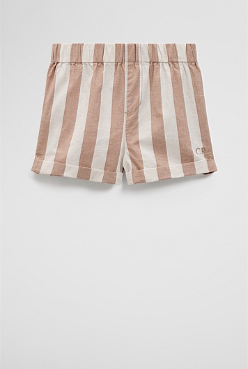 Organically Grown Cotton Blend Stripe Pull-On Short