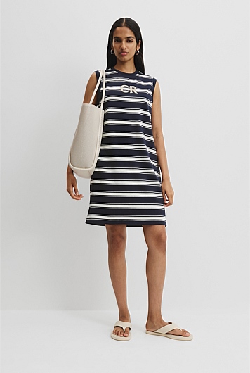 Australian Cotton Stripe Logo Tank Dress