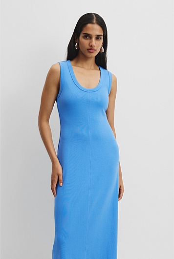 Australian Cotton Blend Rib Scoop Dress