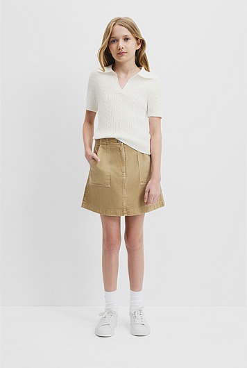 Teen Cable Short Sleeve Polo Knit