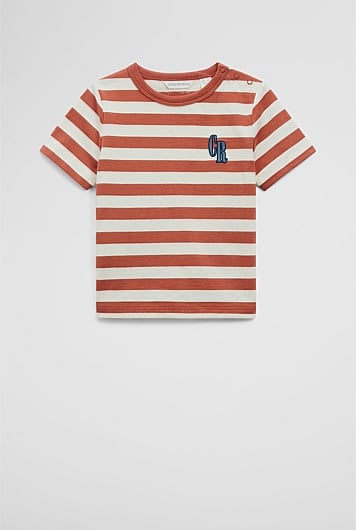 Organically Grown Cotton Stripe Logo T-Shirt