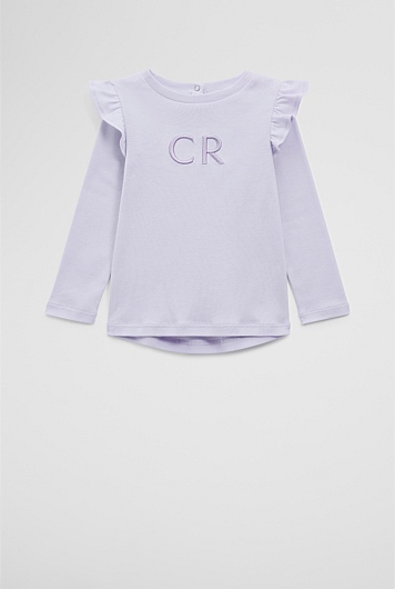 Australian Cotton Long Sleeve Logo Frill T-Shirt