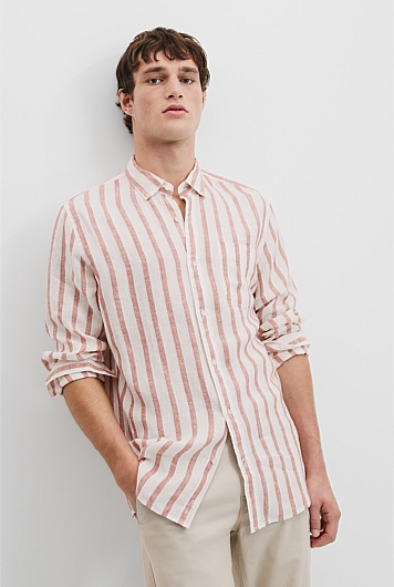 Regular Fit Organically Grown Linen Stripe Shirt