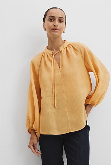 Ramie Long Sleeve Blouse