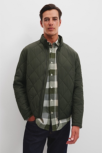 Recycled Polyester Funnel Neck Quilted Jacket