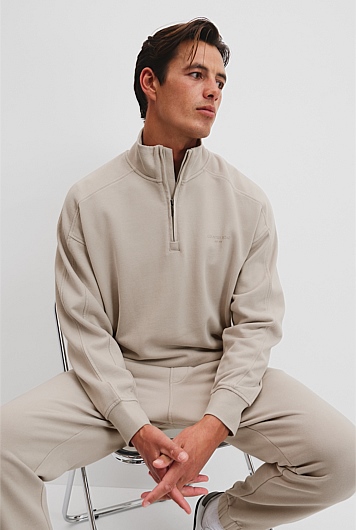 Australian Cotton Brushed Half Zip Sweat