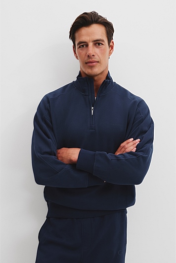 Australian Cotton Brushed Half Zip Sweat