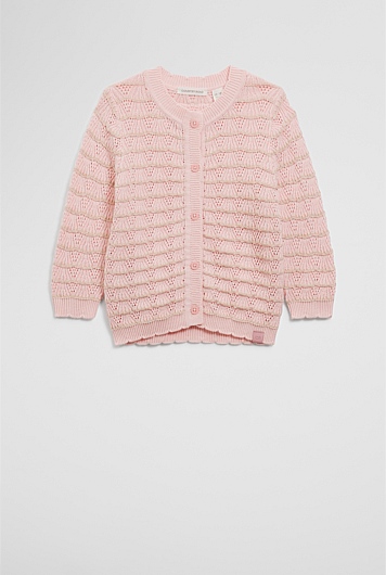 Organically Grown Cotton Crochet Knit Cardigan