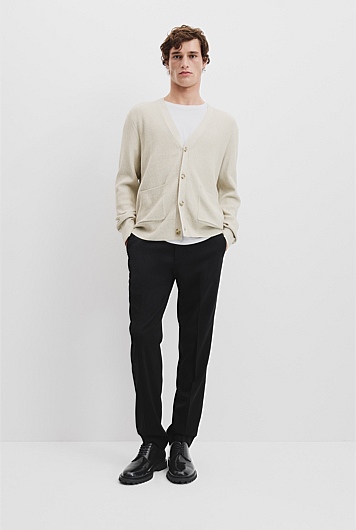 Organically Grown Cotton Wool Rib Cardigan