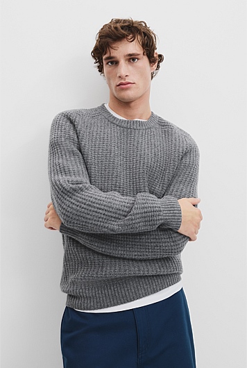 Textured Wool Crew Neck Knit