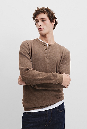 Australian Cotton Blend Waffle Henley