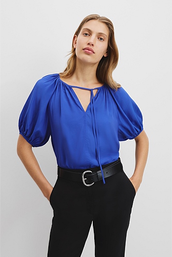 Gathered Short Sleeve Popover