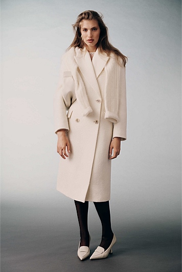 Double-Breasted Boucle Coat