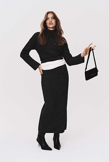 Melange Mock Neck Knit