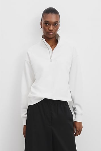 Australian Cotton Logo Neck Zip Sweat