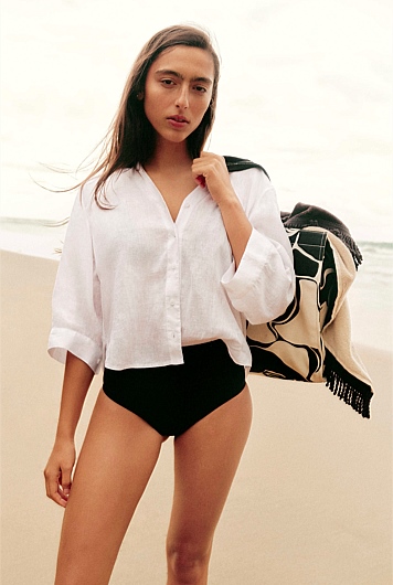Organically Grown Cotton Crop Sleeve Linen Shirt